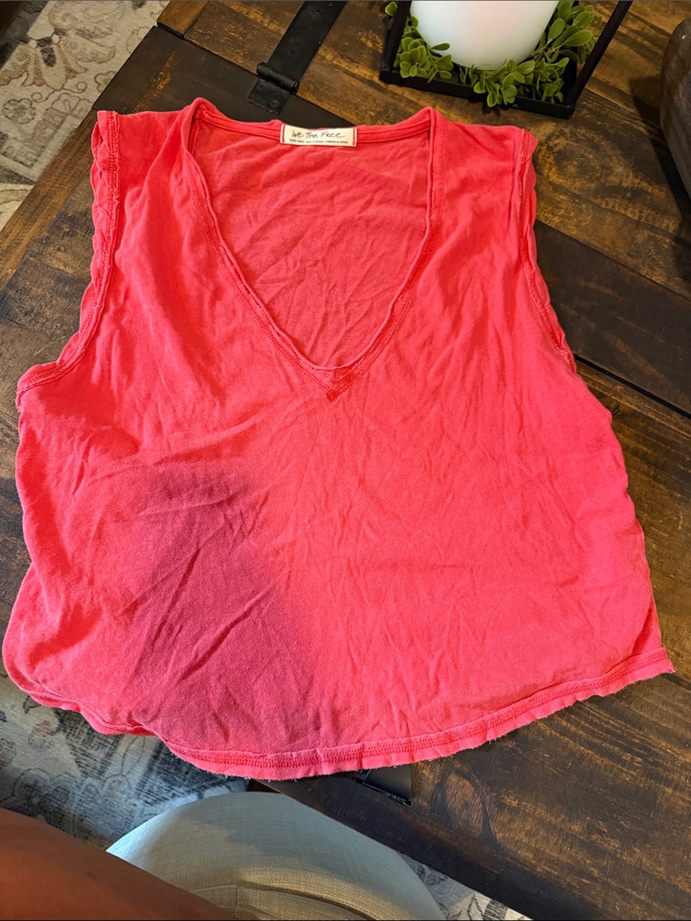 Free People Coral V-Neck Sleeveless Tank